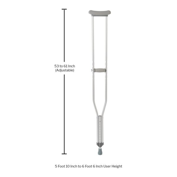 Underarm Crutches McKesson Tall Adult 5 Foot 10 Inch to 6 Foot 6 Inch User Height Aluminum Frame 350 lbs. Weight Capacity